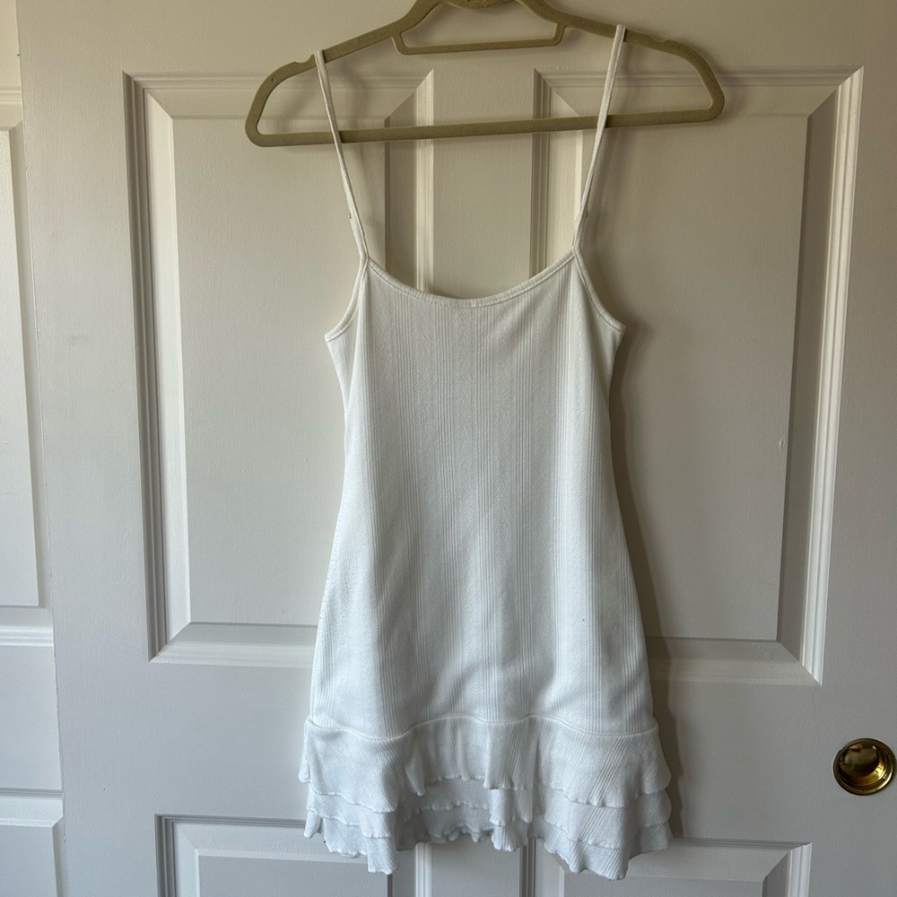 White Ruffle Spaghetti Strap Dress